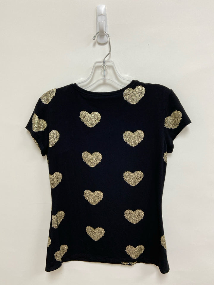 Ted Baker Size 2 Black Gold Hearts Ladies Top