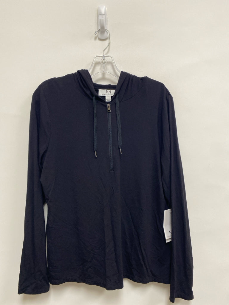 NWT Magaschoni Size L Black Hooded Quarter Zip Ladies Top