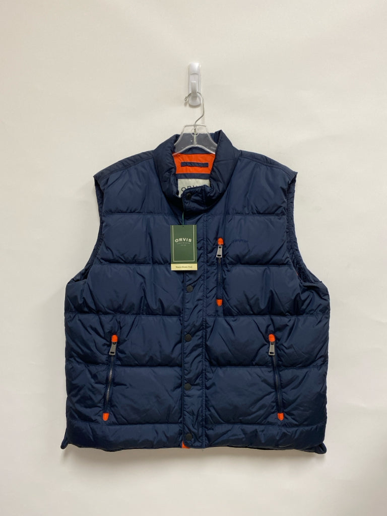NWT Orvis Size XL Navy Orange Trimmed Puffer Men&