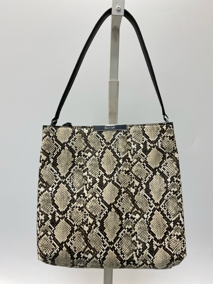 Calvin Klein Cream Brown Snakeprint Handbag