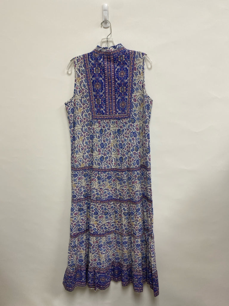 Size M Cream/Blue Lavender Floral Maxi Ladies Dress