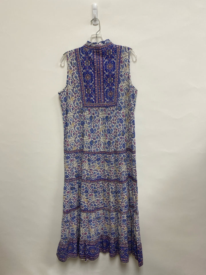 Size M Cream/Blue Lavender Floral Maxi Ladies Dress