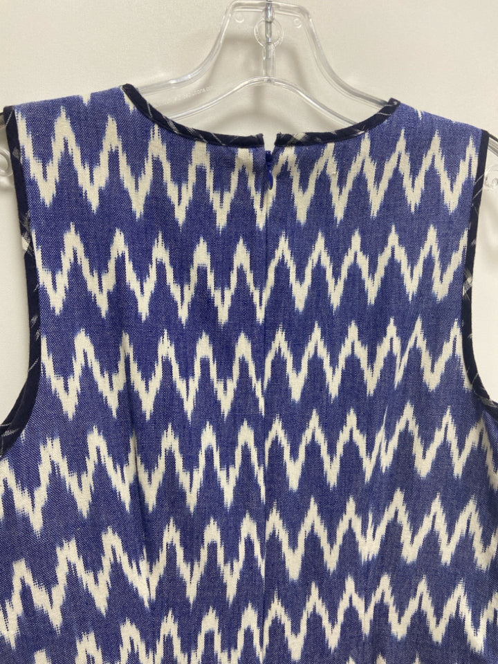 J Crew Size 4 Blue/Cream Zig Zag Sleeveless Ladies Dress