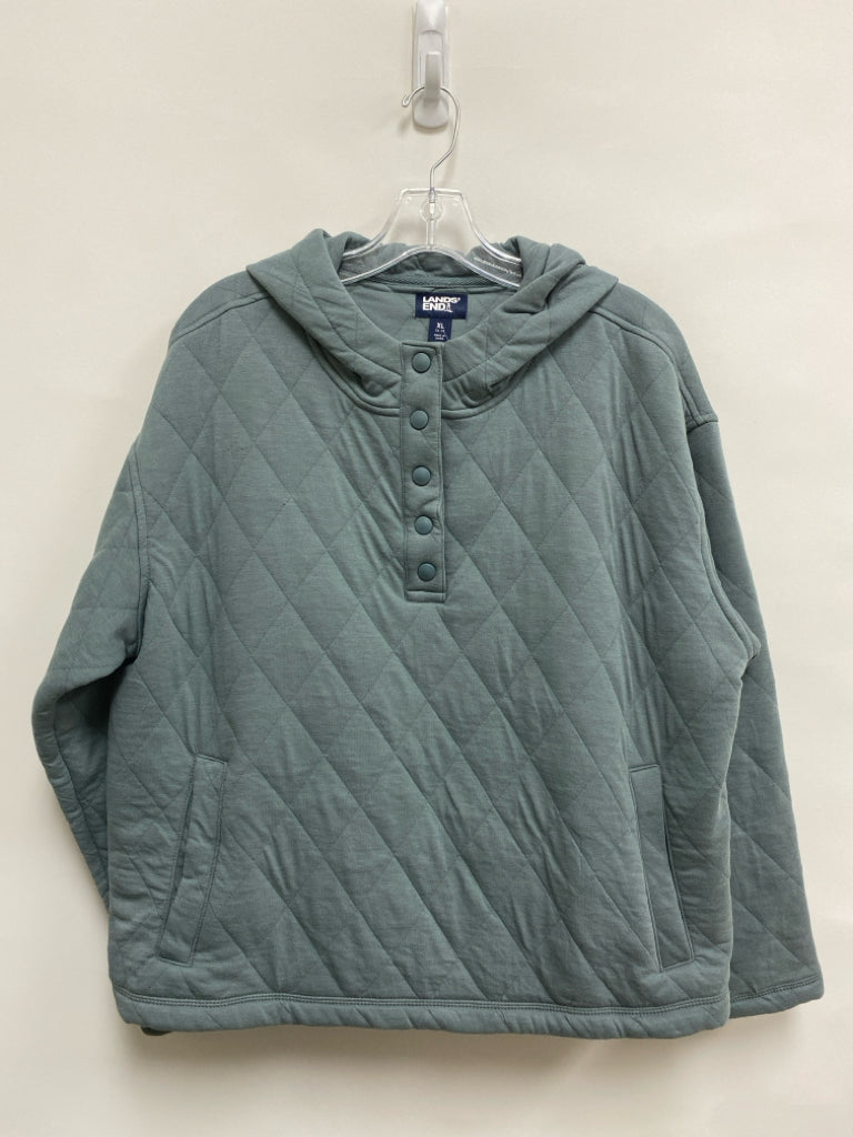 Lands End Size XL Dusty Blue Diamond Cut Hooded Ladies Pullover