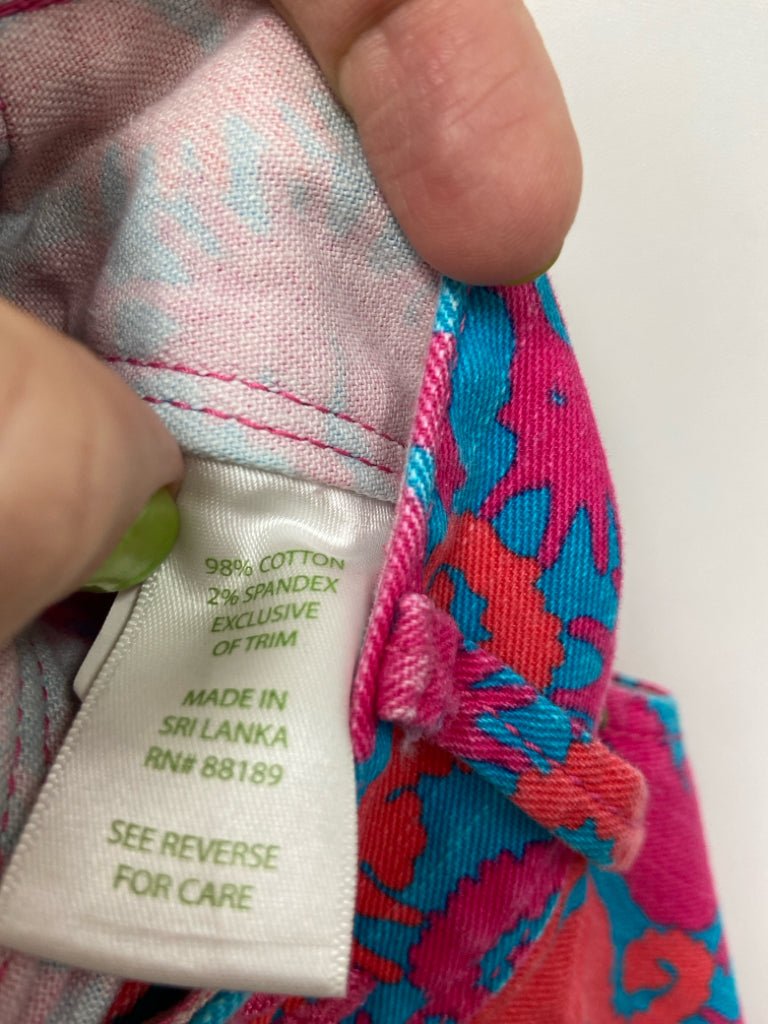 LILLY PULITZER Size 0 Hot Pink Coral/Turquoise Seahorse Ladies Jeans