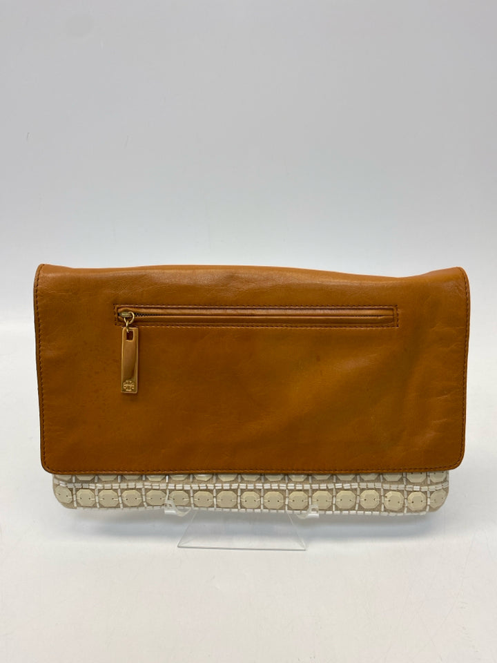 Tory Burch Brown Tan/Cream Beaded Handbag