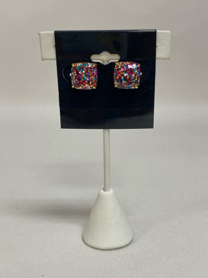 Kate Spade Multi Color Gold Color Square Earrings