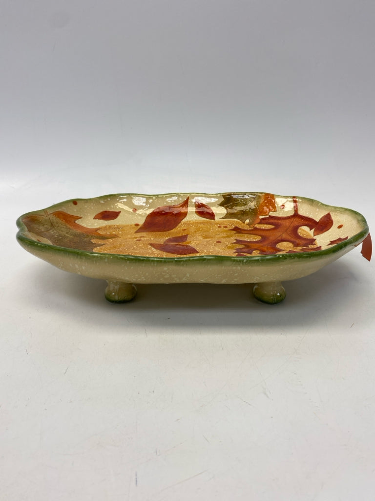 Tan Orange/Multi Leaves Ceramic Fall