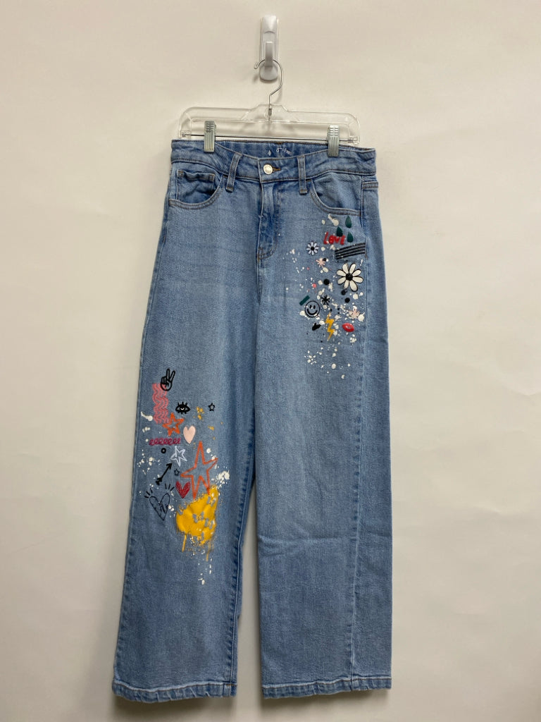 Art Class SIZE 14 Pale Blue Splatter Wide Leg Girl&