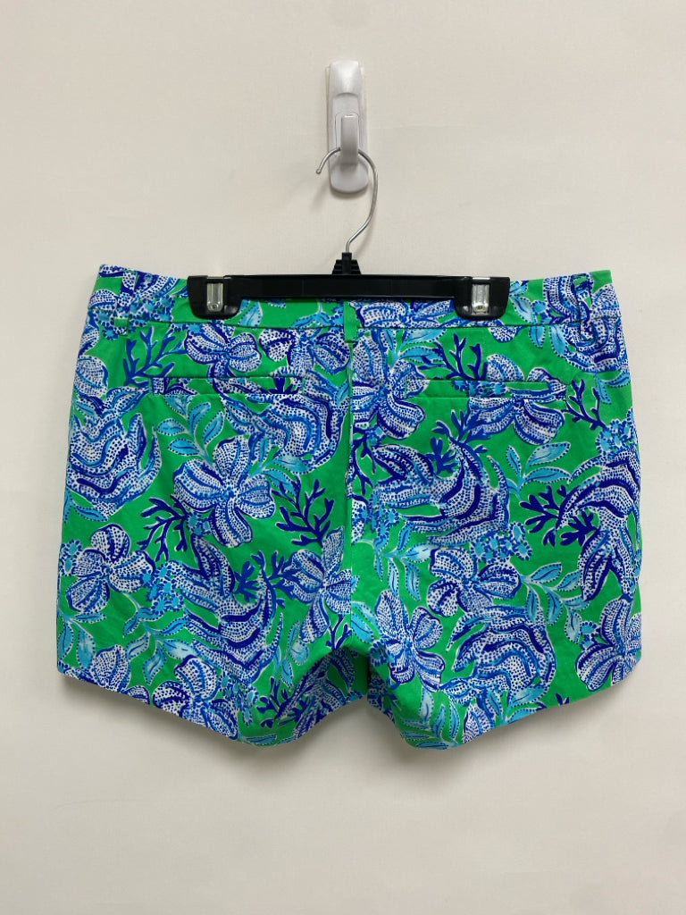 LILLY PULITZER Size 2 Blue Green/White Flowers Ladies Skirt