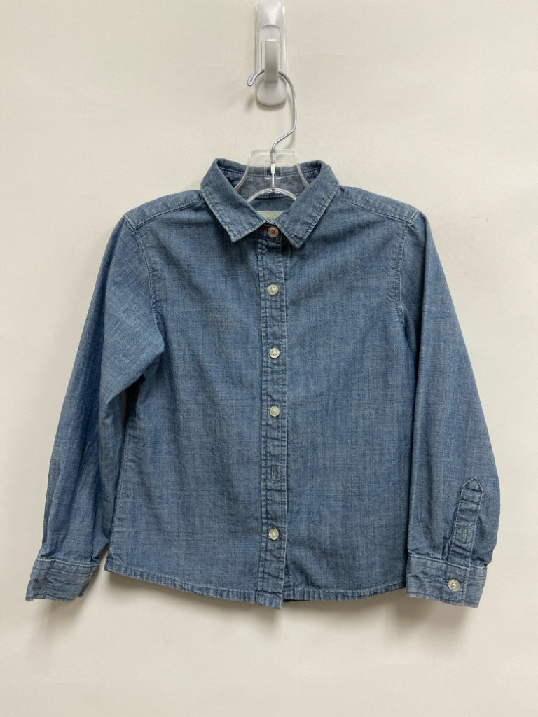 Lands End SIZE 4 Blue Button Up Girl&