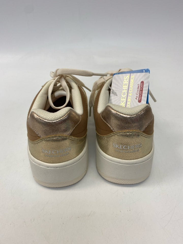 NWT Skechers  Size 8.5 Beige Gold Glitter Sneakers