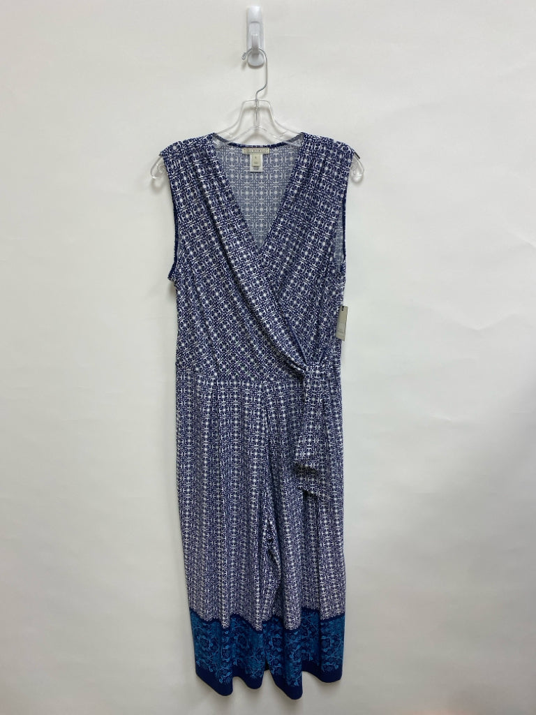 NWT Dana Buchman Size L Navy/White Medallion Sleeveless Ladies Jumpsuit