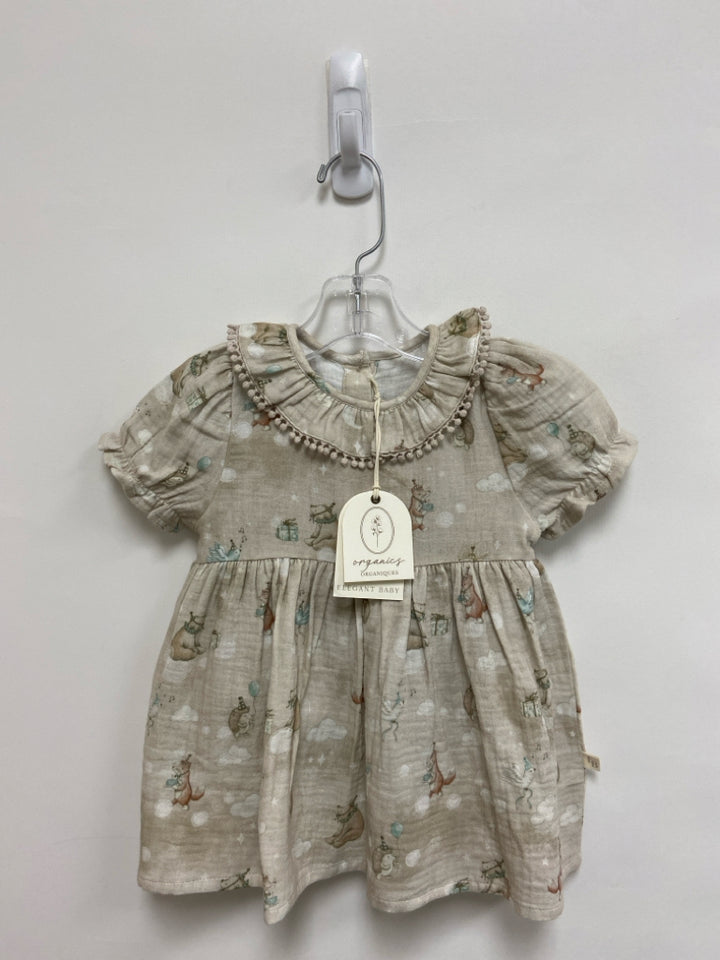 NWT ELEGANT BABY SIZE 9-12M Tan White/Multi Animals Girl&