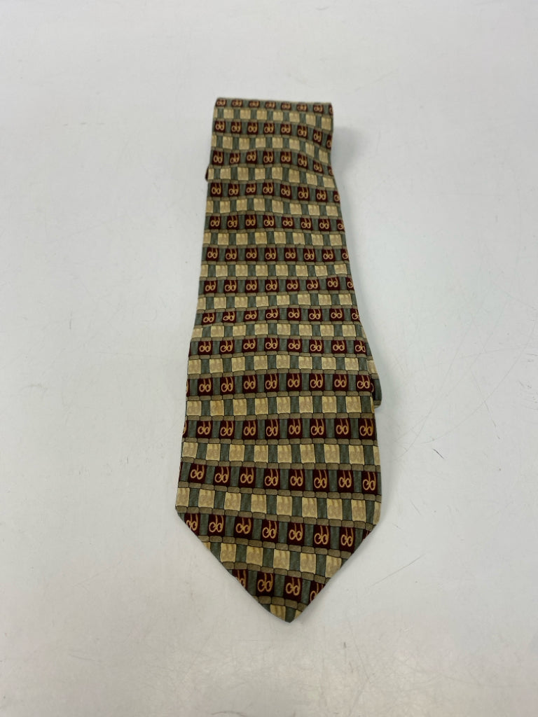 Green/Cream Burgundy Squares Silk Men&