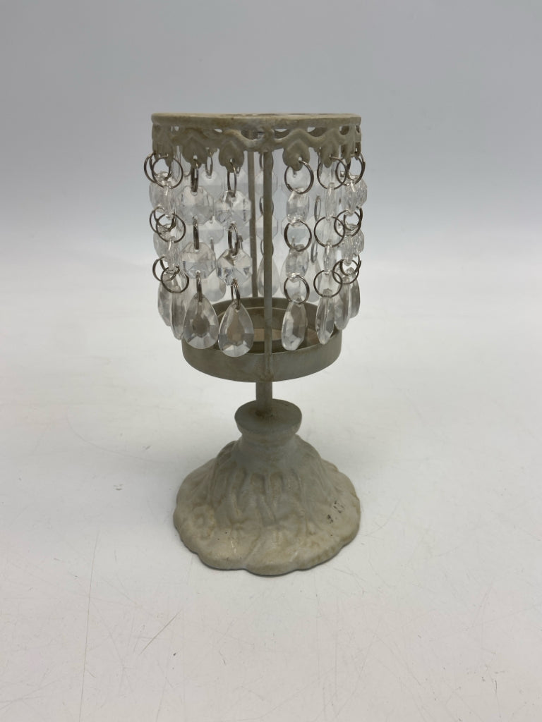 Cream Clear Jeweled Metal/Glass Candleholder(s)