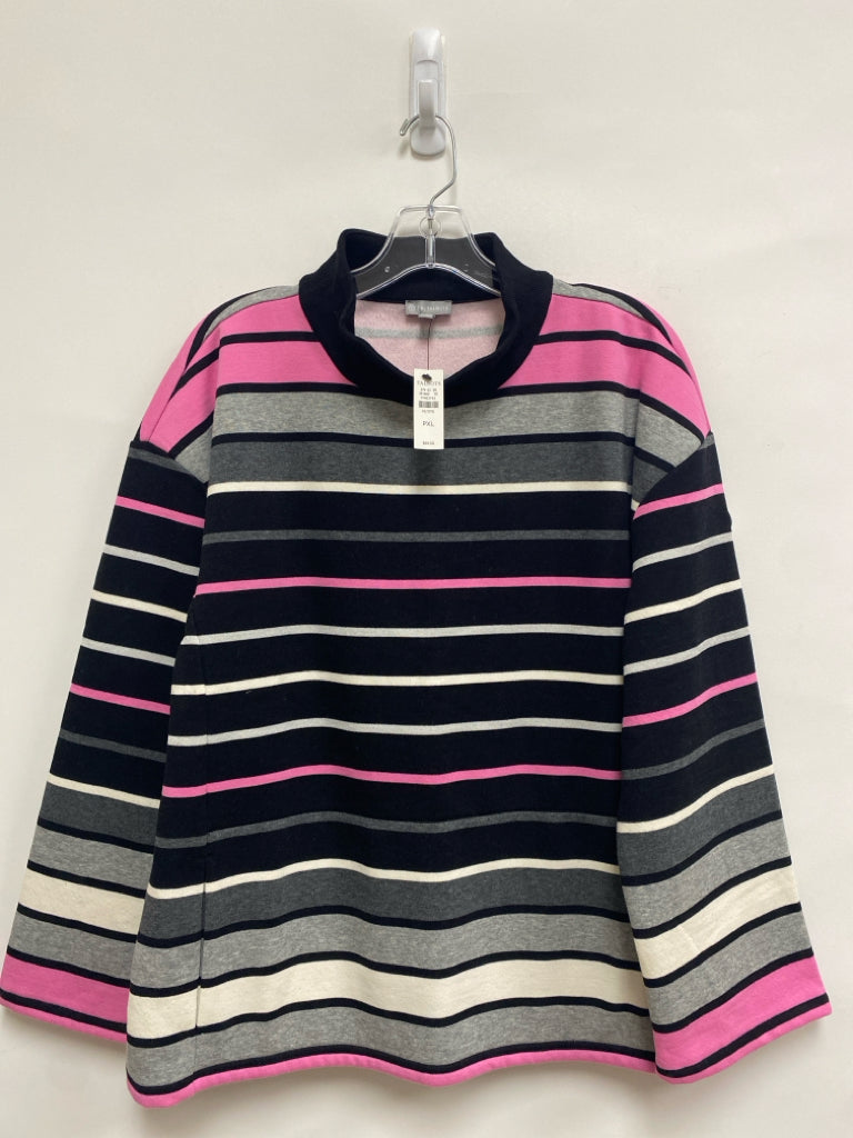 NWT Talbots Size XLP Black/Pink Striped Mock Neck Petite Sweatshirt