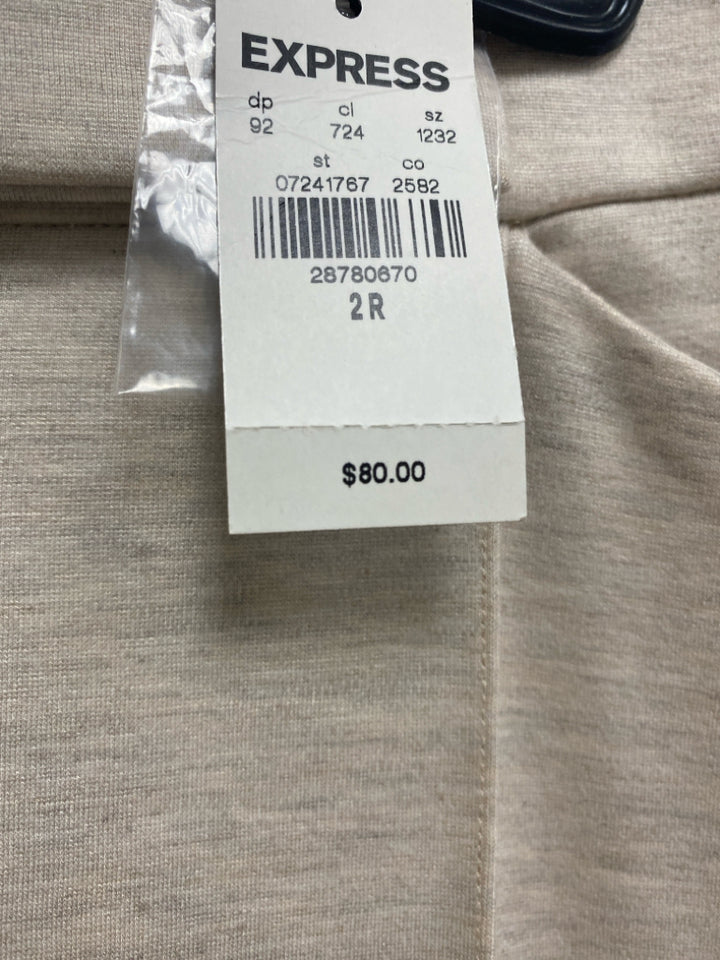 NWT Express Size 2R Beige Pleated Ladies Pants