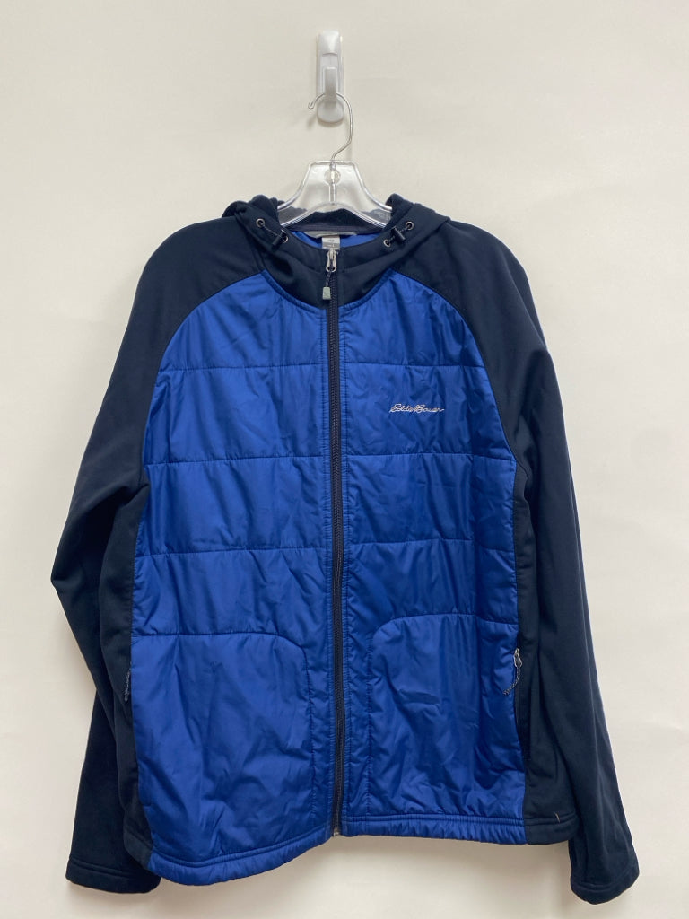 Eddie Bauer Size L Navy Blue Hooded Quilted Men&