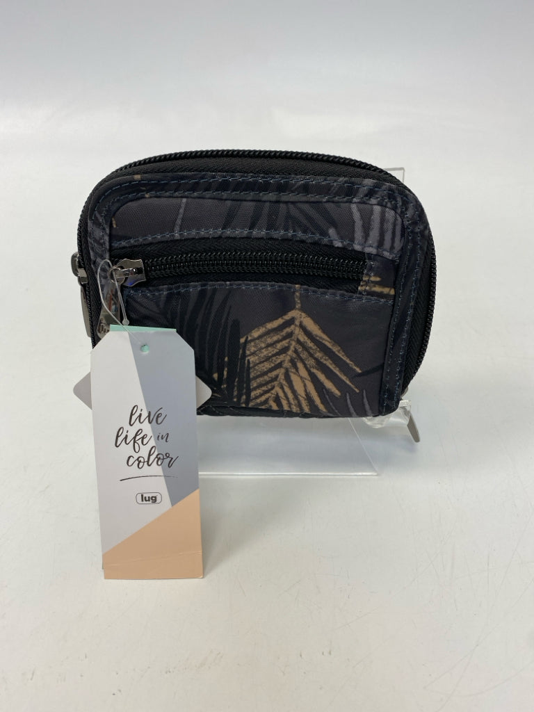 NWT Lug  Size Black/Gray Gold Leaves Wallet