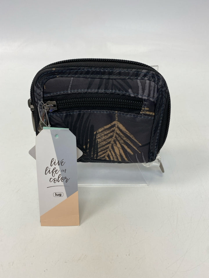 NWT Lug  Size Black/Gray Gold Leaves Wallet