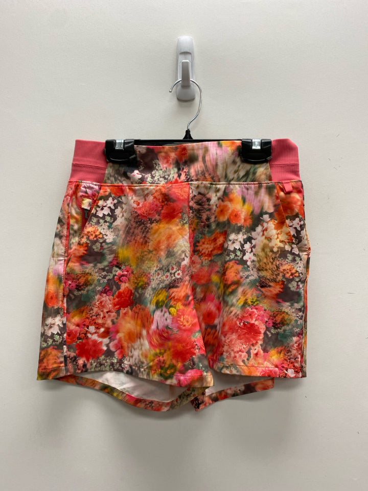 Athleta Size 2 Orange/White Green Flowers Athletic Shorts