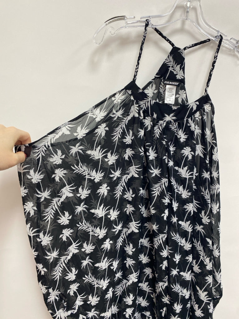 Joe Boxer Size M Black White Palm Trees Sheer Ladies Coverup