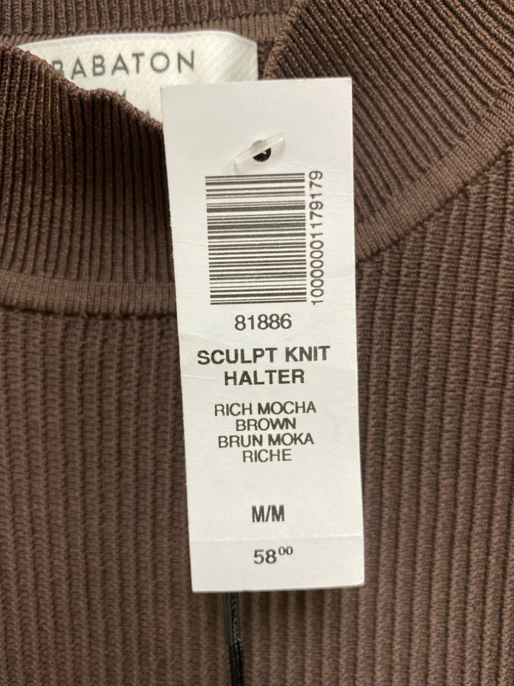 NWT BABATON Size M Espresso Ribbed Halter Ladies Sweater