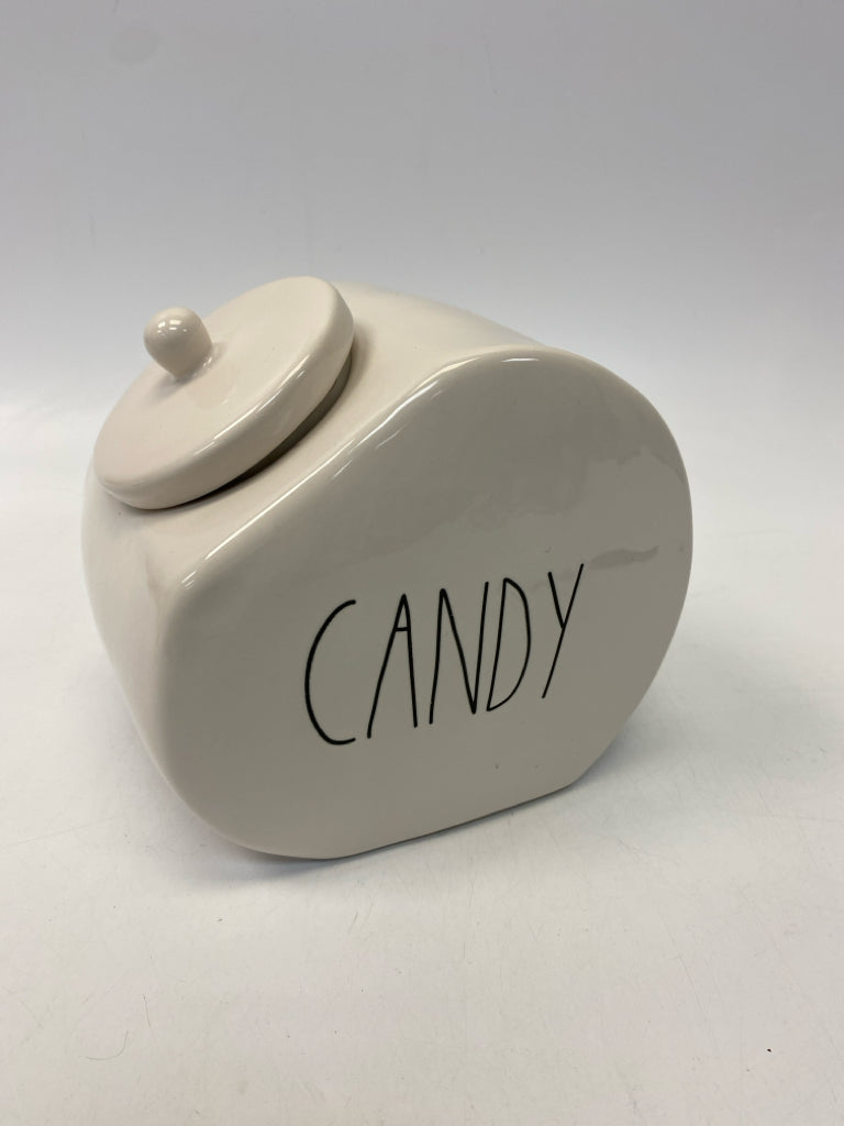 Rae Dunn White Black Candy Container