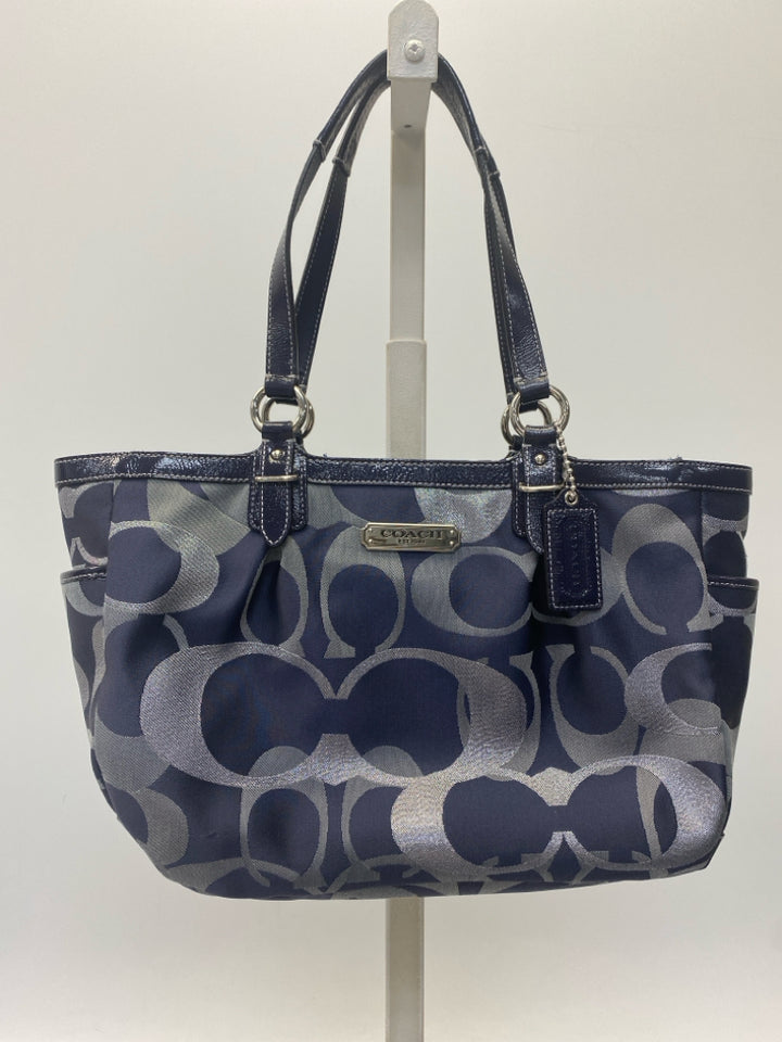 Coach Navy Silver Signature Gallery Tote 19664