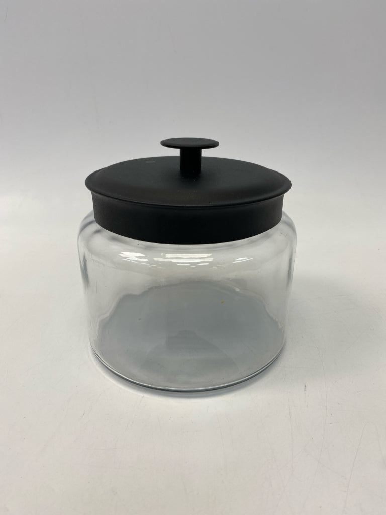 Clear Black Glass/Metal Jar