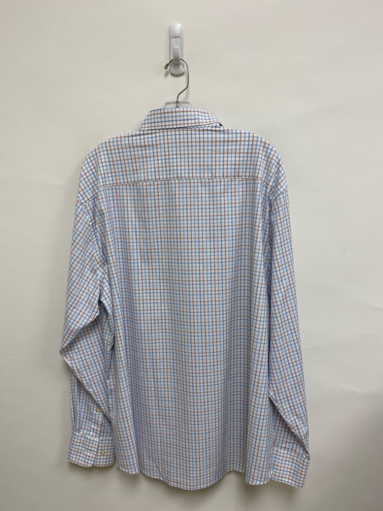 Peter Millar Size XL White Blue/Red Plaid Men&