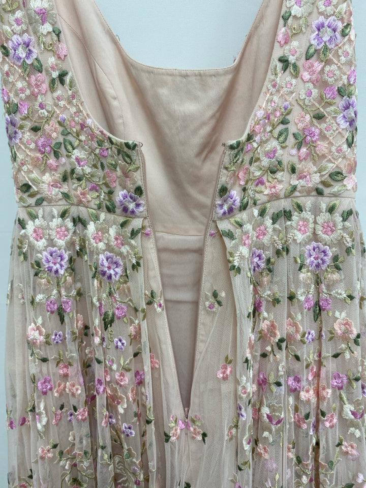 Needle &amp; Thread Size 6 Pink/Green Lavender/Cream Embroidered Ladies Dress