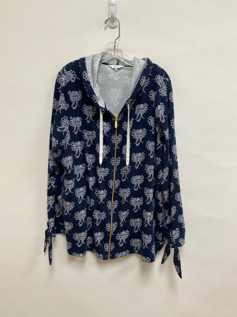Crown &amp; Ivy  SIZE  2X Navy White Print Hooded Plus Size Jacket