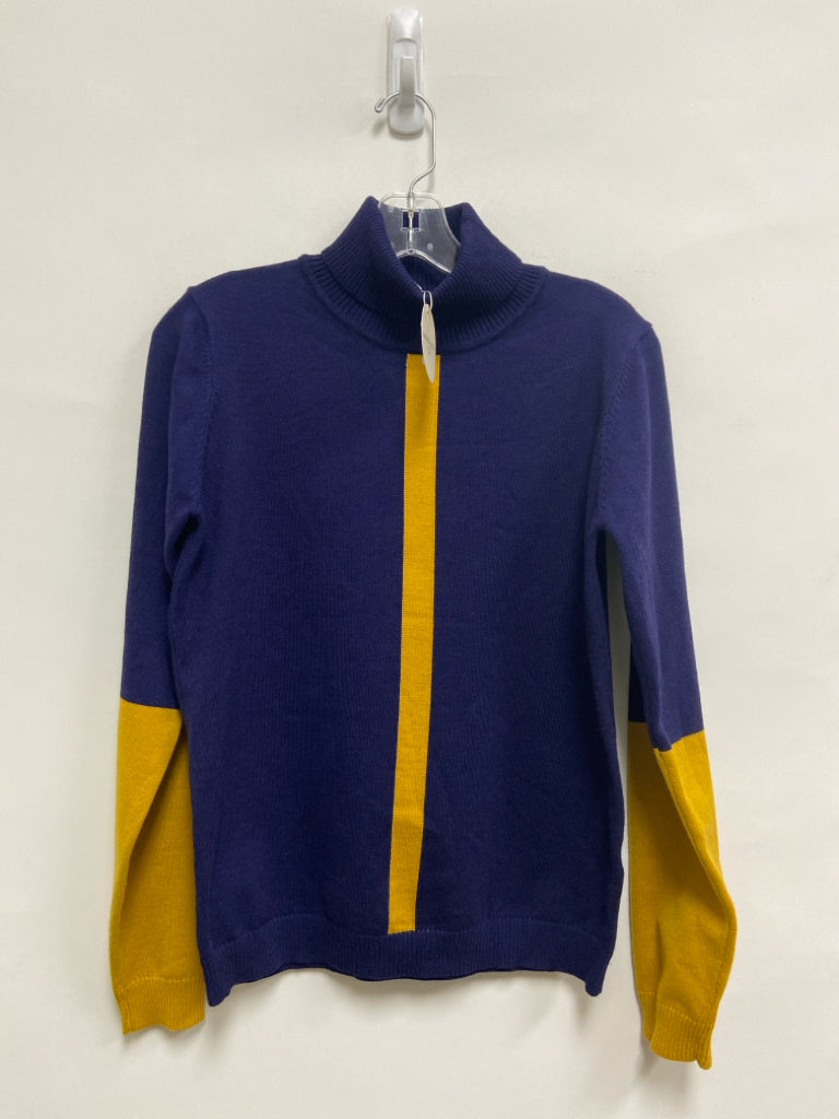 NWT Patrizia Luca Size S Navy Mustard Turtleneck Ladies Sweater