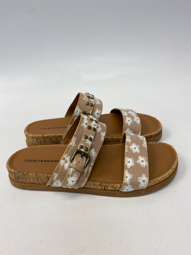 Lucky Brand  Size 8.5 Tan/Wht Studded Sandals