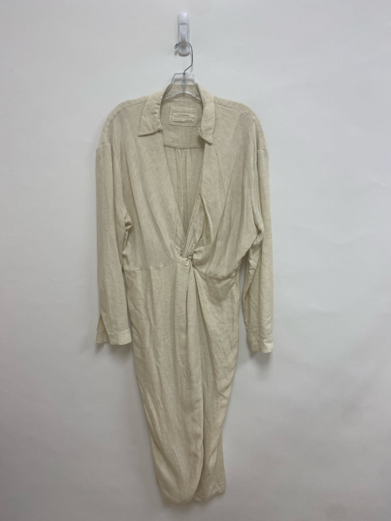Anthropologie Size 14 Beige V Neck Ladies Dress