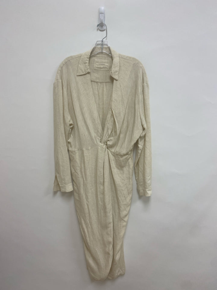 Anthropologie Size 14 Beige V Neck Ladies Dress