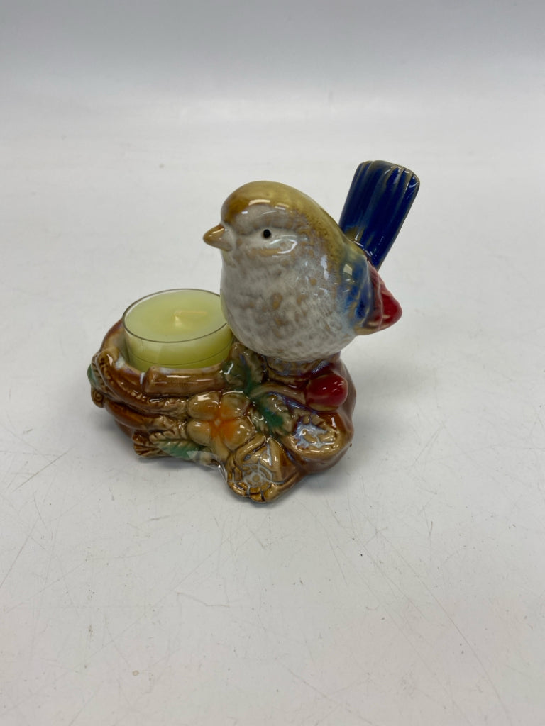 Multi Color Birds Ceramic Candleholder(s)