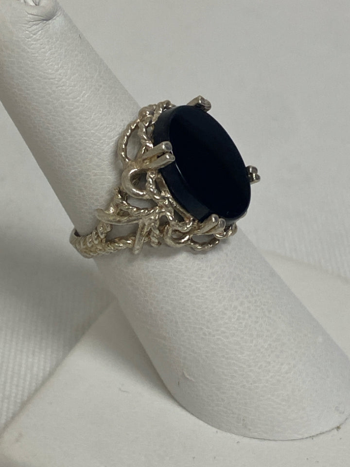 Black Silver Jeweled Ring