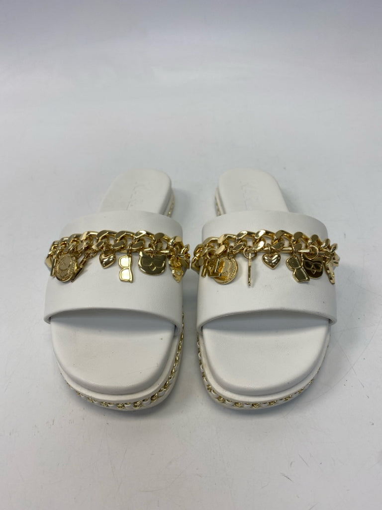 Karl Lagerfeld  Size 7.5 White Gold Charm(s) Sandals