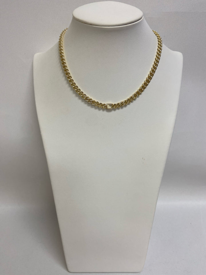 NWT Gold Color Clear Chain Necklace