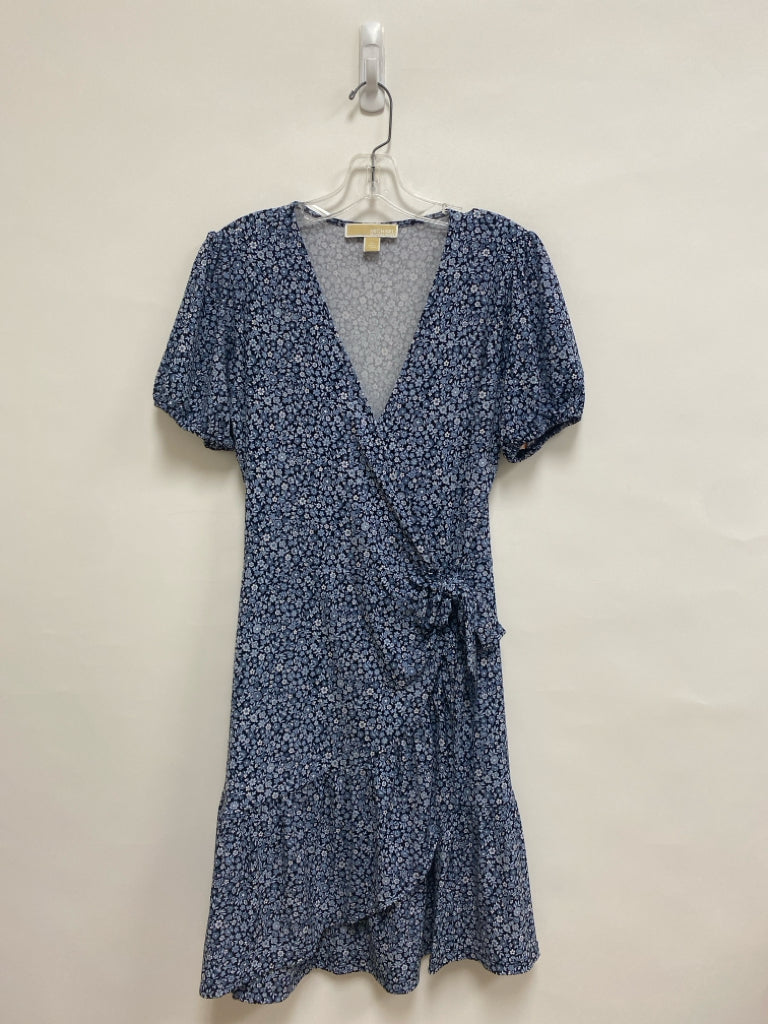 Michael Kors Size M Blue Black/White Floral Puff Sleeve Ladies Dress