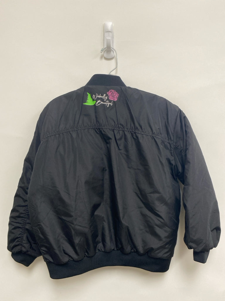 SIZE 7/8 Black Pink/Green Zip Down Girl&