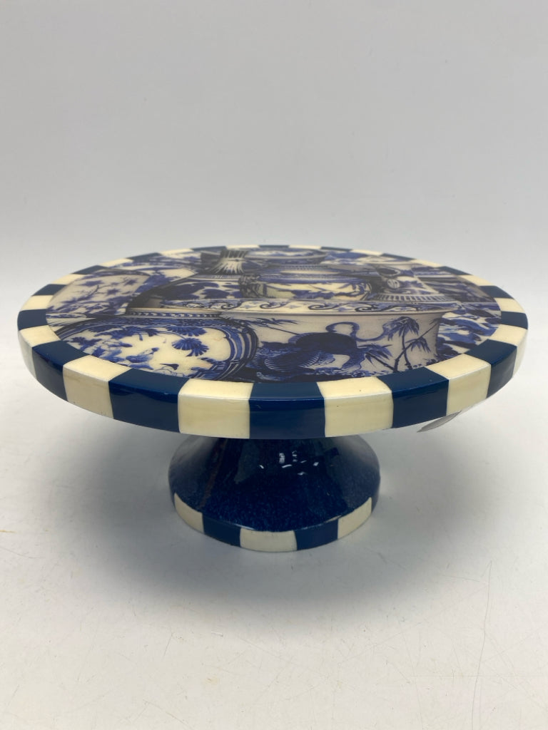 Blue Cream Cake Plate/Stand
