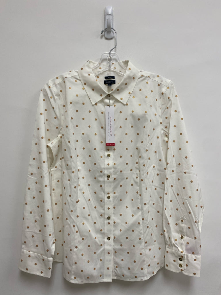 NWT Talbots Size 10 White Copper Polka Dot Button Up Ladies Top