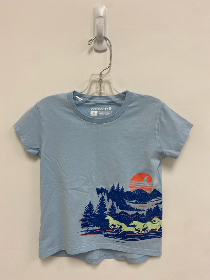 Carhartt SIZE 4T Powder Blue Navy/Orange Horses Boy&