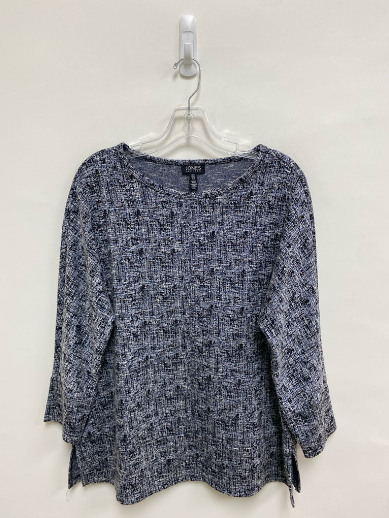 Jones New York Size M Black/White Blue Woven Ladies Top