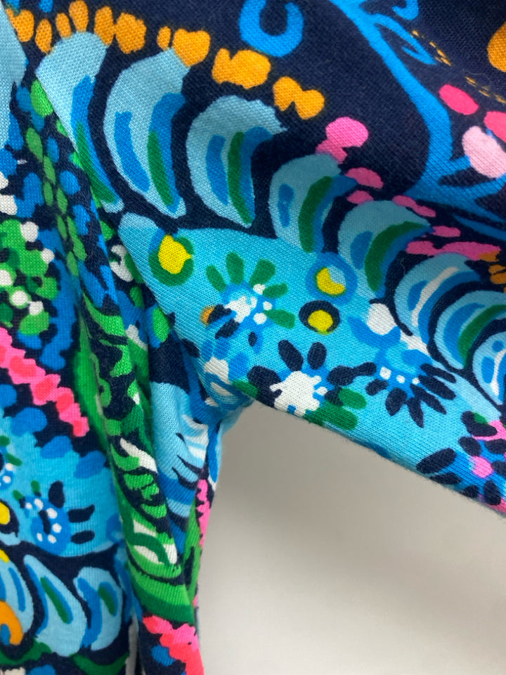 LILLY PULITZER Size M Navy/Pink Green/Multi Abstract 3/4 Sleeve Ladies Dress