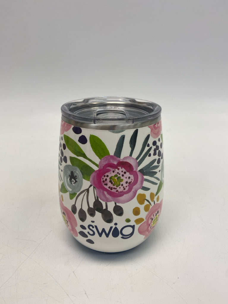 Swig Life White Multi Color Flowers Tumbler
